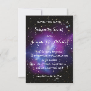 Save The Date Faire part de mariage Galaxie Violette Céleste