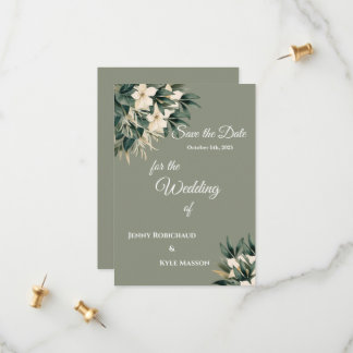 Save The Date Faire part de mariage minimaliste floral vert saug