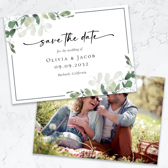 Save The Date Faire part de mariage photo eucalyptus (Créateur téléchargé)