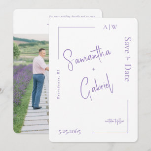 Save The Date Faire part de mariage photo lavande contemporain