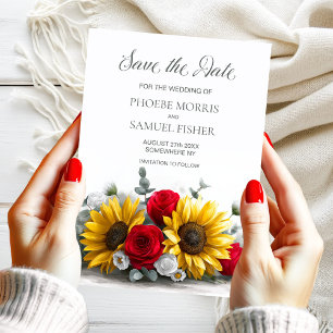 Save The Date Faire part de mariage rustique avec tournesol et r
