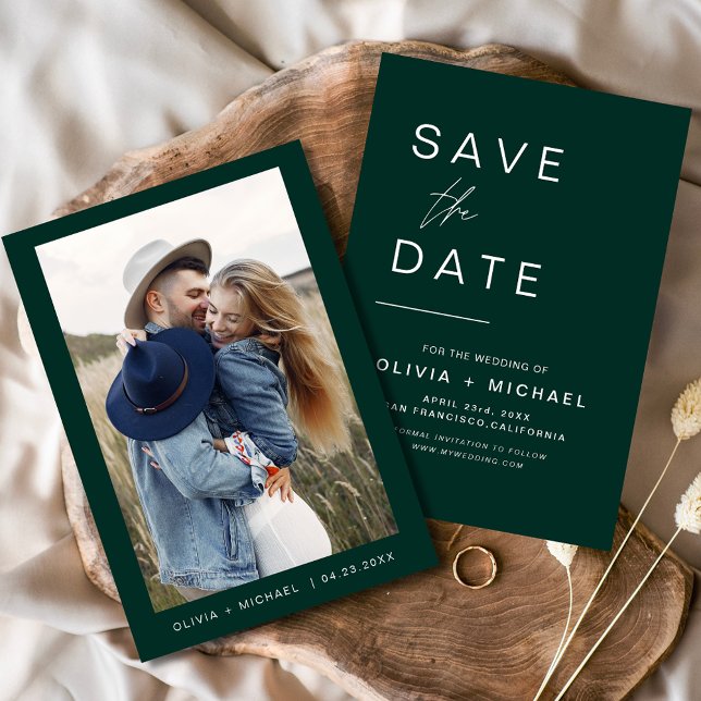 Save The Date Faire part de mariage vert émeraude avec photo (Créateur téléchargé)