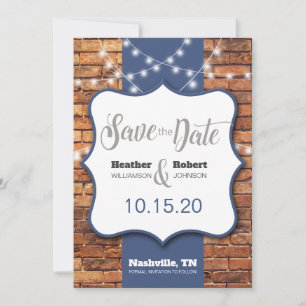 Save The Date Faire part de sauvegarde avec fond de brique rusti