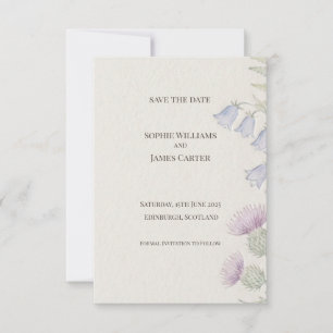 Save The Date Faire part d'Écosse motif Thistle Tartan Emblème