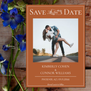 Save The Date Faire part moderne de photo orange brûlé