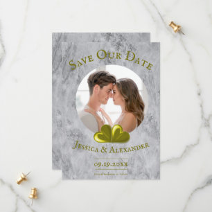 Save The Date Faire part photo avec coeurs dorés