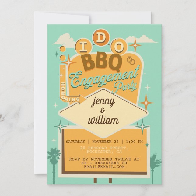 Save The Date Faire un BBQ Cartons d'Invitation de Fiançailles R (Devant)