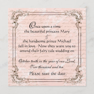 Save The Date Fairy Tale French Script Pink Enregistrer la date