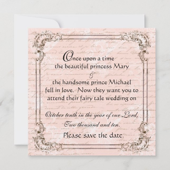 Save The Date Fairy Tale French Script Pink Enregistrer la date (Devant)