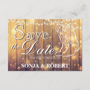Save The Date Faites gagner la date - les bottes de cowboy, bois