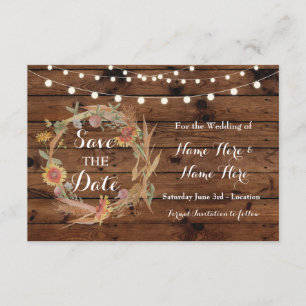 Save The Date Fall in Love Wedding Wood Cards