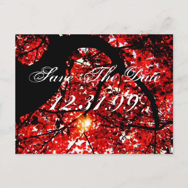 Save The Date - Fall Leaves Announcement Postcard (Front)