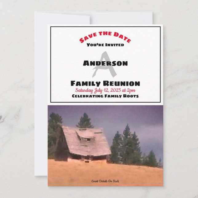 Save The Date Famille Réunion Vieux Homestead Enregistrer Date I (Devant)
