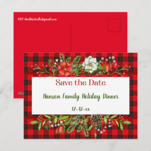 Save the Date Family Christmas Meal Flannel Invite Postcard