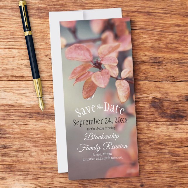 Save The Date Family Reunion Autumn Leaves Bokeh (flat card save the date front)