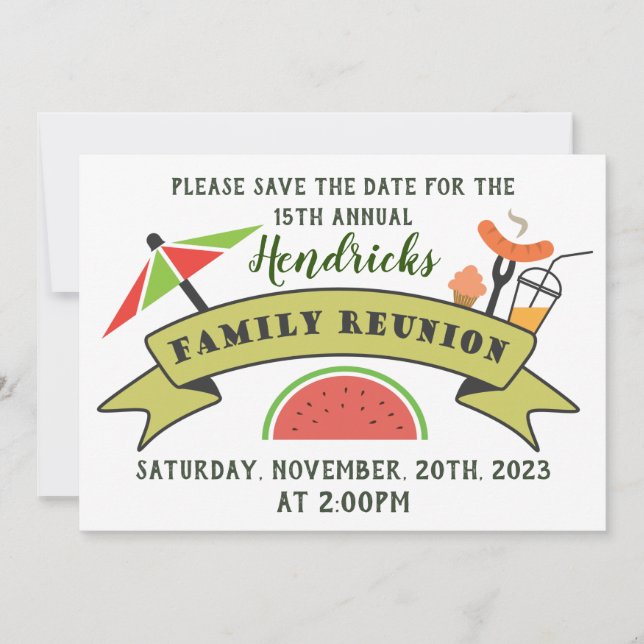 Save the Date family reunion design. invitation (Front)