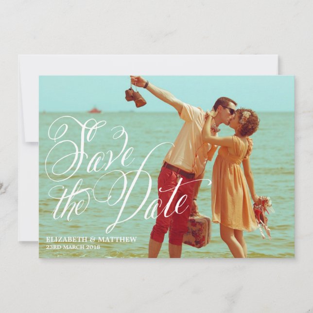 Save The Date Fancy Script | Photo Enregistrer la Date d'Annonce (Devant)