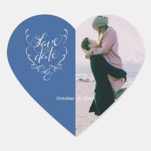 Save the Date Fancy Text and Photo Save the Date  Heart Sticker