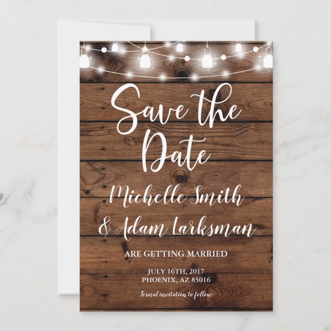 Save the Date Farmhouse Rustic Country Mason Jar Invitation (Front)