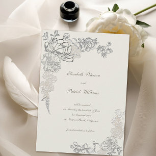 Save The Date Fausse Peonie en relief Calligraphie Mariage Forme