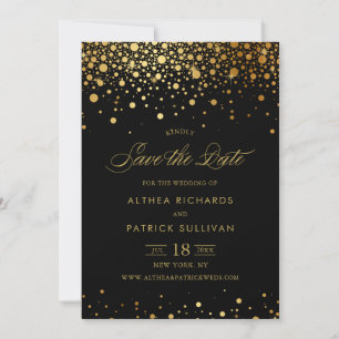 Save The Date Faux confettis dorés Enregistrez la date - Noir