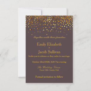 Save The Date Faux Gold Foil Confetti Mariage élégant