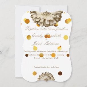Save The Date Faux Gold Parties scintillant Foil Daisy Inspiré M