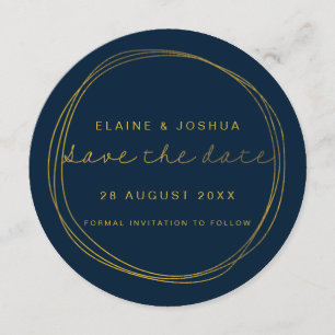 Save The Date Faux Gold Scribble Circle Enregistrer la date