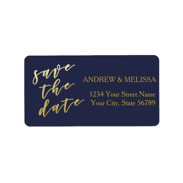 Save the Date | Faux Gold Script Label (Front)