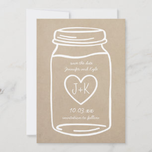 Save The Date Faux Kraft Papier de mason rustique bocal sauvez l