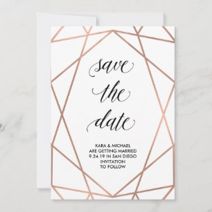 Save The Date Faux or rose géométrique Enregistrez la date   Pho