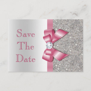 Save The Date Faux Pink Bow Diamonds Enregistrer Le Baby shower