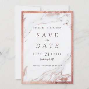 Save The Date Faux rose marbre or luxe moderne enregistrer la da