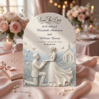Save The Date Faux Sculpted Bas Relief Romantic Proposal