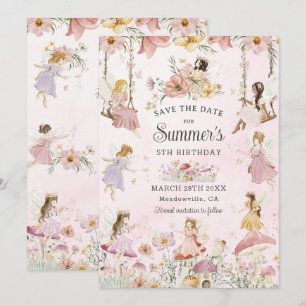 Save The Date Fées Whimsical Anniversaire Fleur Jardin prairie