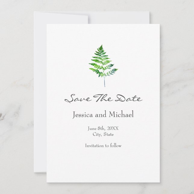 Save The Date Fern Feuille (Devant)