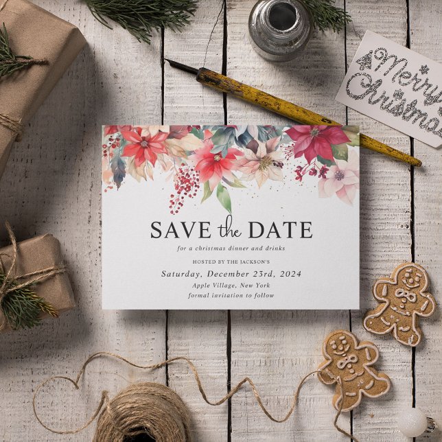 Save The Date Festif Festif Noël Florals Fête de Noël (Créateur téléchargé)