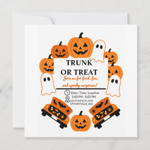 Save The Date Fête communautaire Halloween Rétro Trunk or Treat 