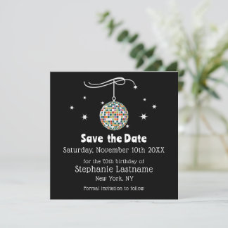Save The Date Fête d'anniversaire disco rétro des années 70