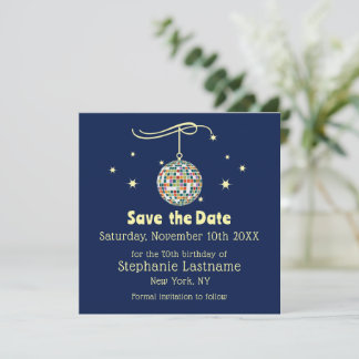 Save The Date Fête d'anniversaire disco rétro des années 70 sur 