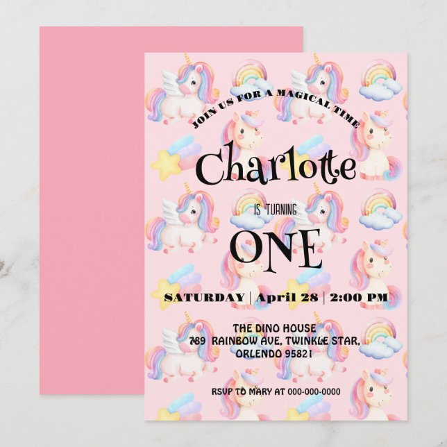 Save The Date Fête d'anniversaire simple Rainbow moderne (Devant / Derrière)