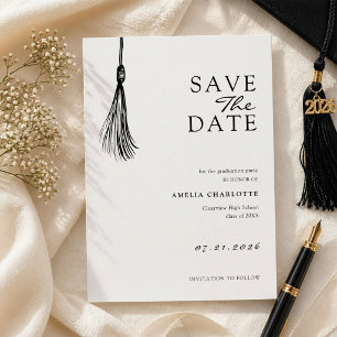 Save The Date Fête de fin d'études à pompons minimaliste