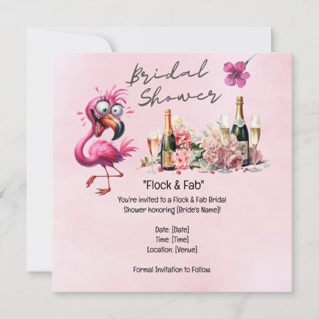 Save The Date Fête de mariage flamant rose (Devant)