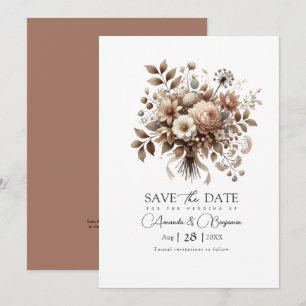 Save The Date Fête de mariage florale en mousse au moka et fleur