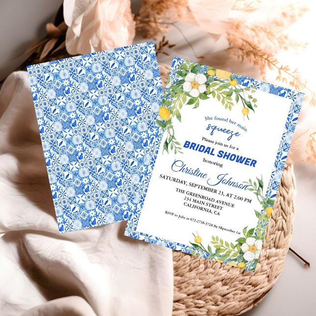 Save The Date Fête de mariage Main Squeeze Lemon et carreaux mar (Créateur téléchargé)