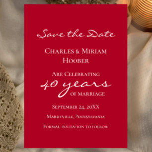 Save The Date Fête de mariage personnalisée élégante rubis pour 