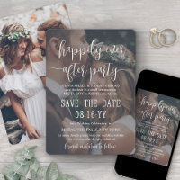 Fête de Mariage Photo Texte Blanc Happily Ever Aft