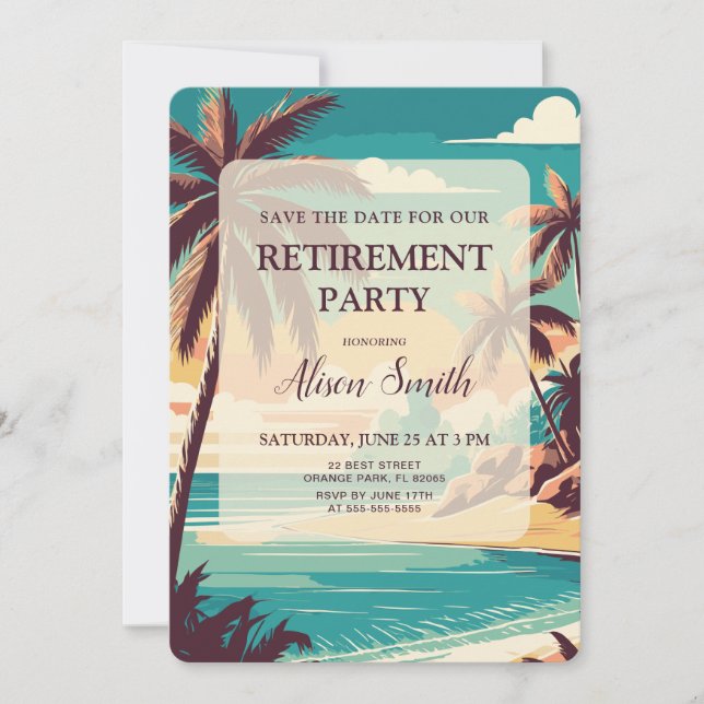 Save The Date Fête de retraite tropicale (Devant)