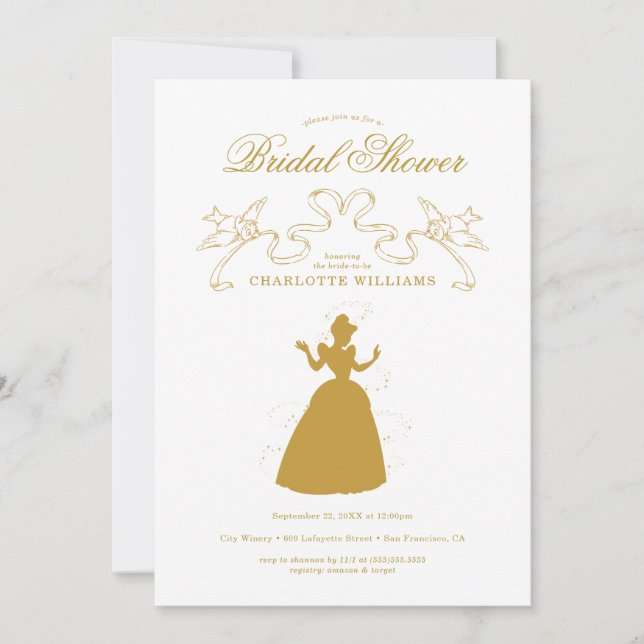 Save The Date Fête des mariées Gold Cendrillon (Devant)