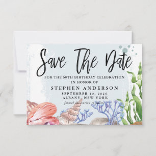 Save The Date Fête du 60e anniversaire de Watercolor Coastal